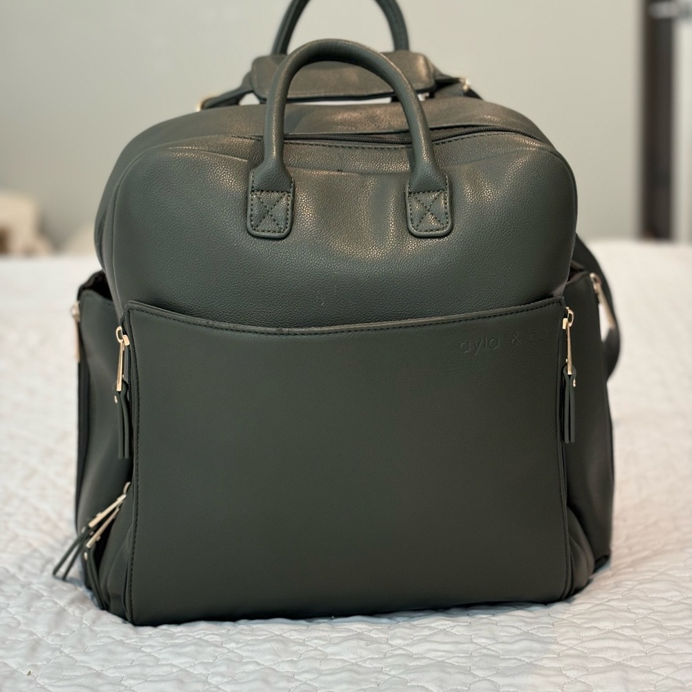 Convertible Dark Green Baby Bag Backpack - Stylish Everyday Carry